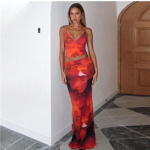 Amazon Women's Red and Black Maxi Dress